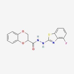 molecular formula C16H12FN3O3S B2867134 N'-(4-fluorobenzo[d]thiazol-2-yl)-2,3-dihydrobenzo[b][1,4]dioxine-2-carbohydrazide CAS No. 851979-00-5
