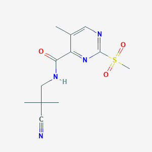 molecular formula C12H16N4O3S B2867155 N-(2-Cyano-2-methylpropyl)-5-methyl-2-methylsulfonylpyrimidine-4-carboxamide CAS No. 2411278-76-5