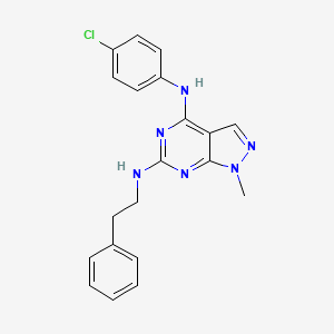 molecular formula C20H19ClN6 B2867166 N4-(4-chlorophenyl)-1-methyl-N6-(2-phenylethyl)-1H-pyrazolo[3,4-d]pyrimidine-4,6-diamine CAS No. 878064-94-9