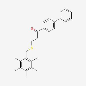 molecular formula C27H30OS B2867184 1-[1,1'-Biphenyl]-4-yl-3-[(2,3,4,5,6-pentamethylbenzyl)sulfanyl]-1-propanone CAS No. 882749-11-3