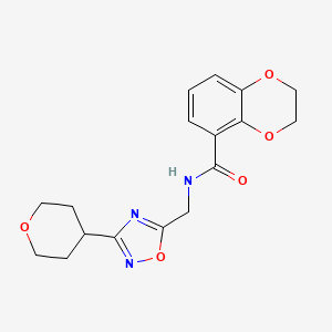 molecular formula C17H19N3O5 B2867267 N-{[3-(oxan-4-yl)-1,2,4-oxadiazol-5-yl]methyl}-2,3-dihydro-1,4-benzodioxine-5-carboxamide CAS No. 2034378-94-2