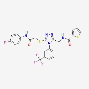 molecular formula C23H17F4N5O2S2 B2867272 N-{[5-({[(4-fluorophenyl)carbamoyl]methyl}sulfanyl)-4-[3-(trifluoromethyl)phenyl]-4H-1,2,4-triazol-3-yl]methyl}thiophene-2-carboxamide CAS No. 394215-48-6