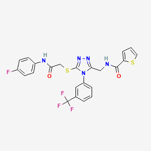 N-[[5-[2-(4-fluoroanilino)-2-oxoethyl]sulfanyl-4-[3-(trifluoromethyl)phenyl]-1,2,4-triazol-3-yl]methyl]thiophene-2-carboxamide