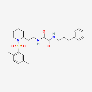 molecular formula C26H35N3O4S B2867276 N-{2-[1-(2,5-dimethylbenzenesulfonyl)piperidin-2-yl]ethyl}-N'-(3-phenylpropyl)ethanediamide CAS No. 898461-22-8