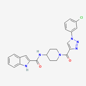molecular formula C23H21ClN6O2 B2867291 N-(1-(1-(3-chlorophenyl)-1H-1,2,3-triazole-4-carbonyl)piperidin-4-yl)-1H-indole-2-carboxamide CAS No. 1251617-69-2
