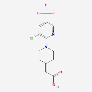 molecular formula C13H12ClF3N2O2 B2867293 2-{1-[3-Chloro-5-(trifluoromethyl)-2-pyridinyl]-4-piperidinylidene}acetic acid CAS No. 250714-05-7