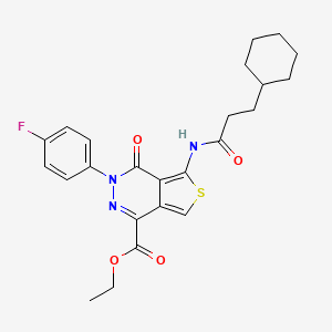 molecular formula C24H26FN3O4S B2867307 ethyl 5-(3-cyclohexylpropanamido)-3-(4-fluorophenyl)-4-oxo-3H,4H-thieno[3,4-d]pyridazine-1-carboxylate CAS No. 851948-95-3