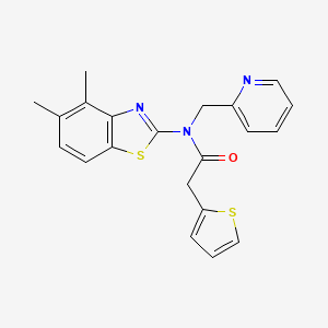 molecular formula C21H19N3OS2 B2867308 N-(4,5-dimethylbenzo[d]thiazol-2-yl)-N-(pyridin-2-ylmethyl)-2-(thiophen-2-yl)acetamide CAS No. 921863-58-3