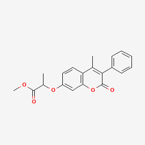 molecular formula C20H18O5 B2867318 methyl 2-[(4-methyl-2-oxo-3-phenyl-2H-chromen-7-yl)oxy]propanoate CAS No. 869080-80-8