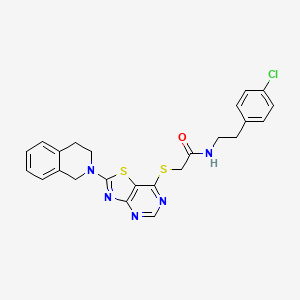 molecular formula C24H22ClN5OS2 B2867339 N-[2-(4-chlorophenyl)ethyl]-2-{[2-(1,2,3,4-tetrahydroisoquinolin-2-yl)-[1,3]thiazolo[4,5-d]pyrimidin-7-yl]sulfanyl}acetamide CAS No. 1189918-48-6