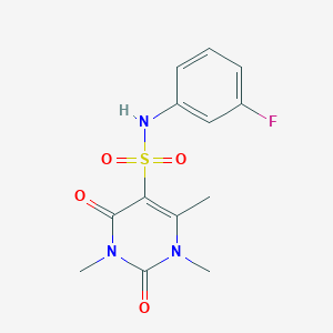molecular formula C13H14FN3O4S B2867358 N-(3-fluorophenyl)-1,3,6-trimethyl-2,4-dioxo-1,2,3,4-tetrahydropyrimidine-5-sulfonamide CAS No. 893340-38-0