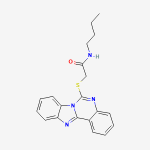 molecular formula C20H20N4OS B2867363 N-butyl-2-{8,10,17-triazatetracyclo[8.7.0.0^{2,7}.0^{11,16}]heptadeca-1(17),2,4,6,8,11(16),12,14-octaen-9-ylsulfanyl}acetamide CAS No. 879731-03-0