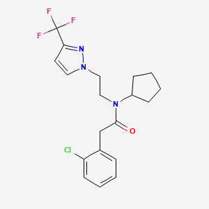 2-(2-chlorophenyl)-N-cyclopentyl-N-(2-(3-(trifluoromethyl)-1H-pyrazol-1-yl)ethyl)acetamide