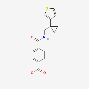 molecular formula C17H17NO3S B2867396 Methyl 4-({[1-(thiophen-3-yl)cyclopropyl]methyl}carbamoyl)benzoate CAS No. 2415623-82-2
