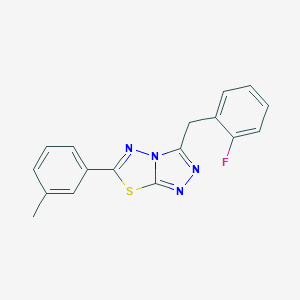 molecular formula C17H13FN4S B286742 3-(2-Fluorobenzyl)-6-(3-methylphenyl)[1,2,4]triazolo[3,4-b][1,3,4]thiadiazole 