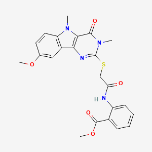 molecular formula C23H22N4O5S B2867445 methyl 2-[2-({8-methoxy-3,5-dimethyl-4-oxo-3H,4H,5H-pyrimido[5,4-b]indol-2-yl}sulfanyl)acetamido]benzoate CAS No. 1113102-42-3
