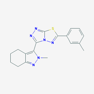 molecular formula C18H18N6S B286745 2-methyl-3-[6-(3-methylphenyl)[1,2,4]triazolo[3,4-b][1,3,4]thiadiazol-3-yl]-4,5,6,7-tetrahydro-2H-indazole 