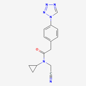 molecular formula C14H14N6O B2867451 N-(cyanomethyl)-N-cyclopropyl-2-[4-(1H-1,2,3,4-tetrazol-1-yl)phenyl]acetamide CAS No. 1311711-92-8