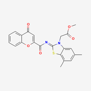 molecular formula C22H18N2O5S B2867458 (Z)-methyl 2-(5,7-dimethyl-2-((4-oxo-4H-chromene-2-carbonyl)imino)benzo[d]thiazol-3(2H)-yl)acetate CAS No. 868675-48-3