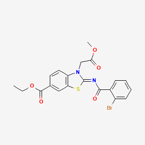 molecular formula C20H17BrN2O5S B2867466 ethyl (2Z)-2-[(2-bromobenzoyl)imino]-3-(2-methoxy-2-oxoethyl)-2,3-dihydro-1,3-benzothiazole-6-carboxylate CAS No. 865197-44-0