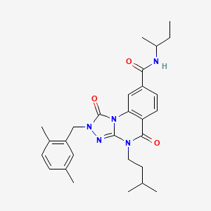 molecular formula C28H35N5O3 B2867487 N-(butan-2-yl)-2-[(2,5-dimethylphenyl)methyl]-4-(3-methylbutyl)-1,5-dioxo-1H,2H,4H,5H-[1,2,4]triazolo[4,3-a]quinazoline-8-carboxamide CAS No. 1223812-37-0
