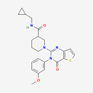 molecular formula C23H26N4O3S B2867509 N-(CYCLOPROPYLMETHYL)-1-[3-(3-METHOXYPHENYL)-4-OXO-3H,4H-THIENO[3,2-D]PYRIMIDIN-2-YL]PIPERIDINE-3-CARBOXAMIDE CAS No. 1112441-67-4