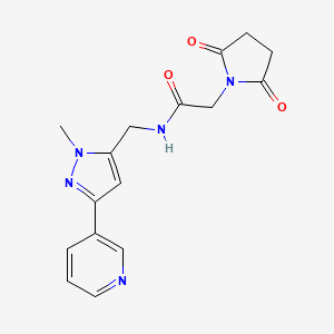 molecular formula C16H17N5O3 B2867518 2-(2,5-dioxopyrrolidin-1-yl)-N-((1-methyl-3-(pyridin-3-yl)-1H-pyrazol-5-yl)methyl)acetamide CAS No. 2034551-06-7