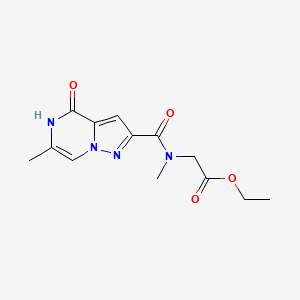 molecular formula C13H16N4O4 B2867533 ethyl N-methyl-N-(6-methyl-4-oxo-4,5-dihydropyrazolo[1,5-a]pyrazine-2-carbonyl)glycinate CAS No. 2210052-91-6