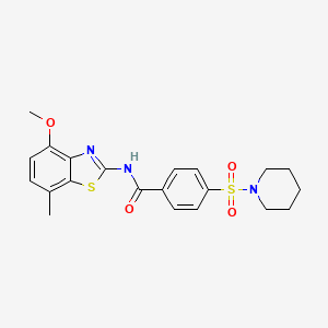 molecular formula C21H23N3O4S2 B2867599 N-(4-methoxy-7-methyl-1,3-benzothiazol-2-yl)-4-(piperidine-1-sulfonyl)benzamide CAS No. 862807-51-0
