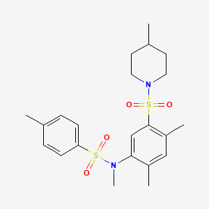 molecular formula C22H30N2O4S2 B2867607 N-{2,4-dimethyl-5-[(4-methylpiperidin-1-yl)sulfonyl]phenyl}-N,4-dimethylbenzene-1-sulfonamide CAS No. 327060-96-8