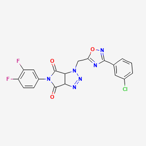 molecular formula C19H11ClF2N6O3 B2867622 1-{[3-(3-chlorophenyl)-1,2,4-oxadiazol-5-yl]methyl}-5-(3,4-difluorophenyl)-1H,3aH,4H,5H,6H,6aH-pyrrolo[3,4-d][1,2,3]triazole-4,6-dione CAS No. 1206985-39-8