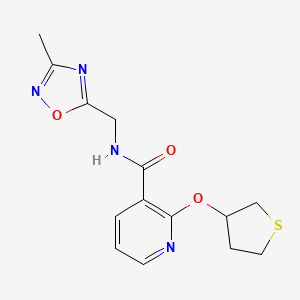 molecular formula C14H16N4O3S B2867633 N-[(3-methyl-1,2,4-oxadiazol-5-yl)methyl]-2-(thiolan-3-yloxy)pyridine-3-carboxamide CAS No. 1904094-46-7