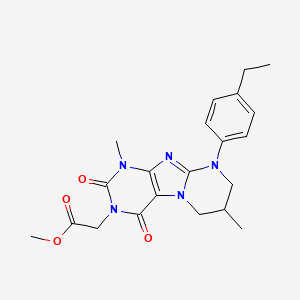 molecular formula C21H25N5O4 B2867642 methyl 2-[9-(4-ethylphenyl)-1,7-dimethyl-2,4-dioxo-1H,2H,3H,4H,6H,7H,8H,9H-pyrimido[1,2-g]purin-3-yl]acetate CAS No. 848736-49-2