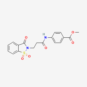 molecular formula C18H16N2O6S B2867651 methyl 4-[3-(1,1,3-trioxo-2,3-dihydro-1lambda6,2-benzothiazol-2-yl)propanamido]benzoate CAS No. 899757-38-1