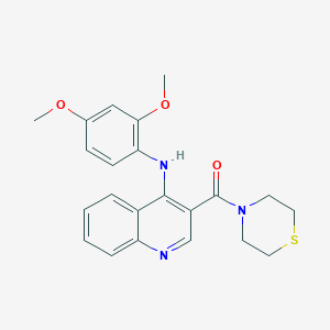 molecular formula C22H23N3O3S B2867655 N-(2,4-DIMETHOXYPHENYL)-3-(THIOMORPHOLINE-4-CARBONYL)QUINOLIN-4-AMINE CAS No. 1358886-18-6