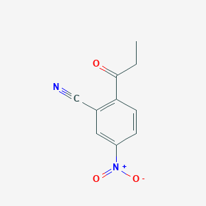 molecular formula C10H8N2O3 B2867698 Benzonitrile, 5-nitro-2-(1-oxopropyl)- CAS No. 1804177-30-7