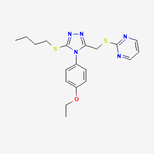 molecular formula C19H23N5OS2 B2867709 2-({[5-(butylsulfanyl)-4-(4-ethoxyphenyl)-4H-1,2,4-triazol-3-yl]methyl}sulfanyl)pyrimidine CAS No. 868221-53-8