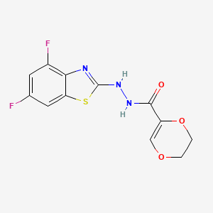 molecular formula C12H9F2N3O3S B2867715 N'-(4,6-difluoro-1,3-benzothiazol-2-yl)-5,6-dihydro-1,4-dioxine-2-carbohydrazide CAS No. 851988-49-3