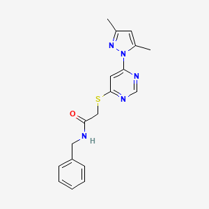 molecular formula C18H19N5OS B2867719 N-benzyl-2-((6-(3,5-dimethyl-1H-pyrazol-1-yl)pyrimidin-4-yl)thio)acetamide CAS No. 1251614-71-7