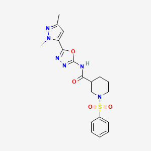 N-(5-(1,3-dimethyl-1H-pyrazol-5-yl)-1,3,4-oxadiazol-2-yl)-1-(phenylsulfonyl)piperidine-3-carboxamide