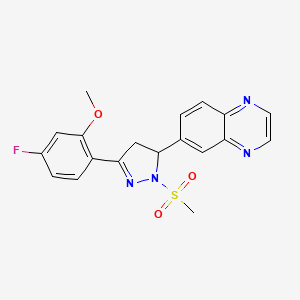 6-(3-(4-fluoro-2-methoxyphenyl)-1-(methylsulfonyl)-4,5-dihydro-1H-pyrazol-5-yl)quinoxaline