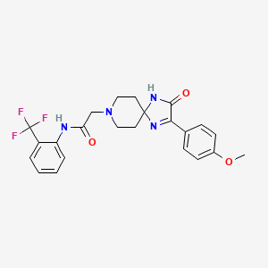 B2867735 2-(2-(4-methoxyphenyl)-3-oxo-1,4,8-triazaspiro[4.5]dec-1-en-8-yl)-N-(2-(trifluoromethyl)phenyl)acetamide CAS No. 932362-38-4
