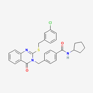 4-((2-((3-chlorobenzyl)thio)-4-oxoquinazolin-3(4H)-yl)methyl)-N-cyclopentylbenzamide
