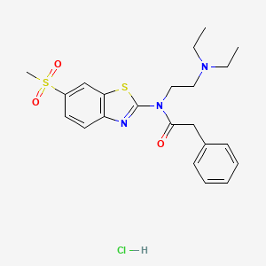 molecular formula C22H28ClN3O3S2 B2867742 N-(2-(diethylamino)ethyl)-N-(6-(methylsulfonyl)benzo[d]thiazol-2-yl)-2-phenylacetamide hydrochloride CAS No. 1215623-87-2