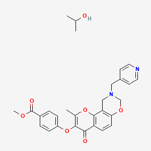 molecular formula C29H30N2O7 B2867745 methyl 4-({2-methyl-4-oxo-9-[(pyridin-4-yl)methyl]-4H,8H,9H,10H-chromeno[8,7-e][1,3]oxazin-3-yl}oxy)benzoate; propan-2-ol CAS No. 1216923-93-1