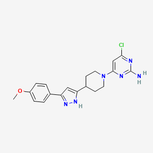 4-chloro-6-{4-[5-(4-methoxyphenyl)-1H-pyrazol-3-yl]piperidino}-2-pyrimidinamine