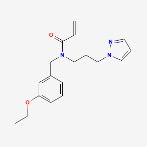molecular formula C18H23N3O2 B2867778 N-[(3-Ethoxyphenyl)methyl]-N-(3-pyrazol-1-ylpropyl)prop-2-enamide CAS No. 2411279-50-8