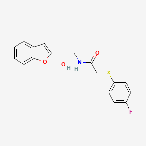 molecular formula C19H18FNO3S B2867792 N-(2-(benzofuran-2-yl)-2-hydroxypropyl)-2-((4-fluorophenyl)thio)acetamide CAS No. 2034545-57-6