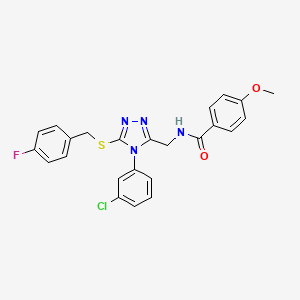 N-((4-(3-chlorophenyl)-5-((4-fluorobenzyl)thio)-4H-1,2,4-triazol-3-yl)methyl)-4-methoxybenzamide