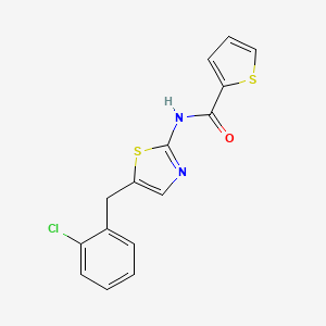 molecular formula C15H11ClN2OS2 B2867808 N-(5-(2-chlorobenzyl)thiazol-2-yl)thiophene-2-carboxamide 